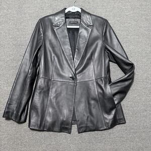 Valerie Stevens Womens XL Black Leather Blazer CorporateGoth